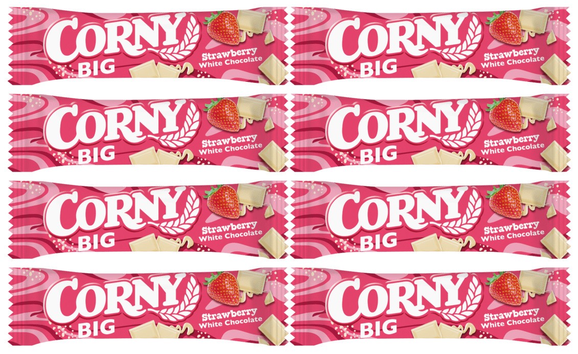 8 CORNY BIG Strawberry White Chocolate Flavor Cereal Bars 40g 1.4oz