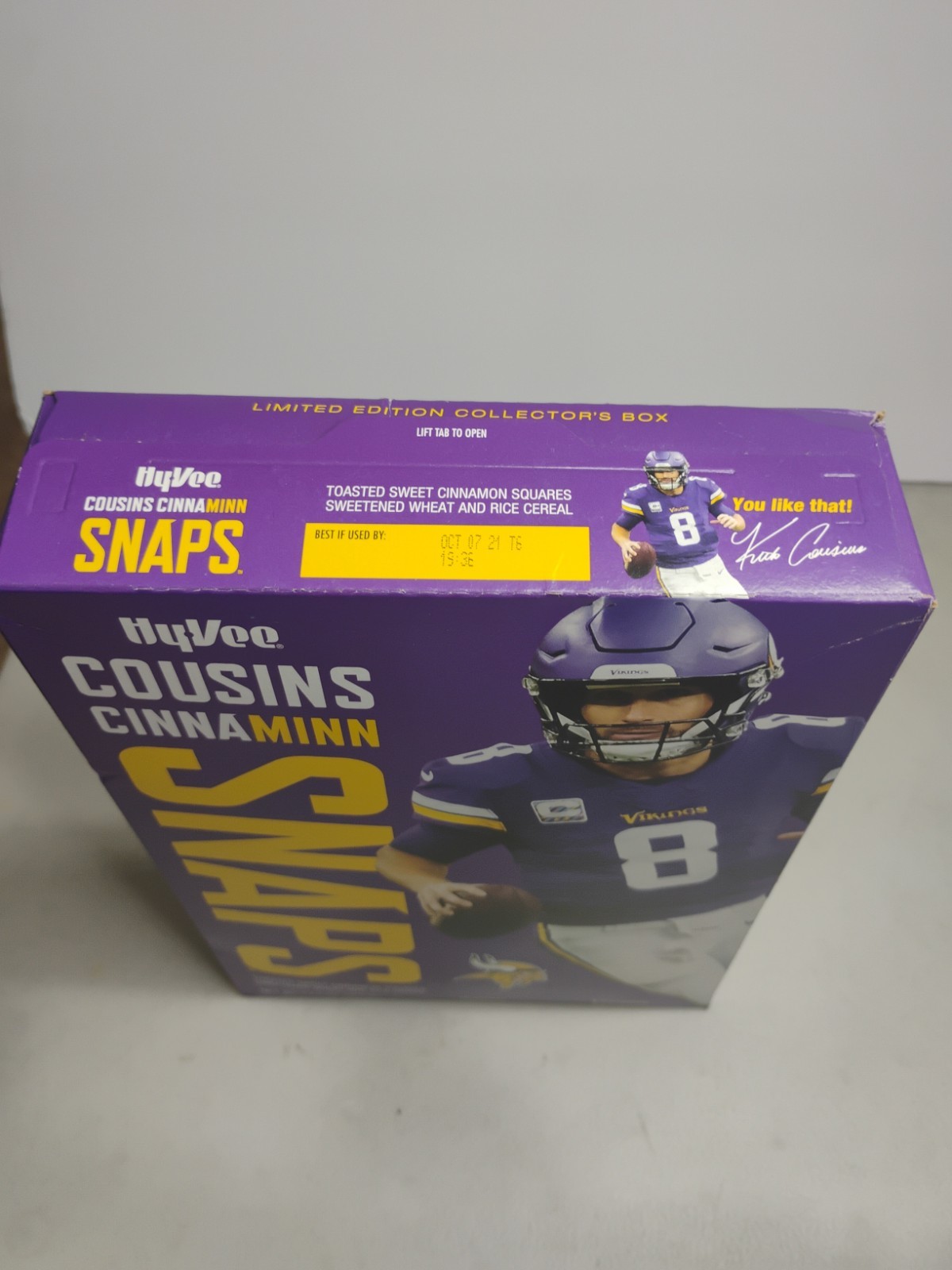Limited Edition 2020 Cousins Sealed CinnaMINN Snaps cereal Vikings Kirk Cousins