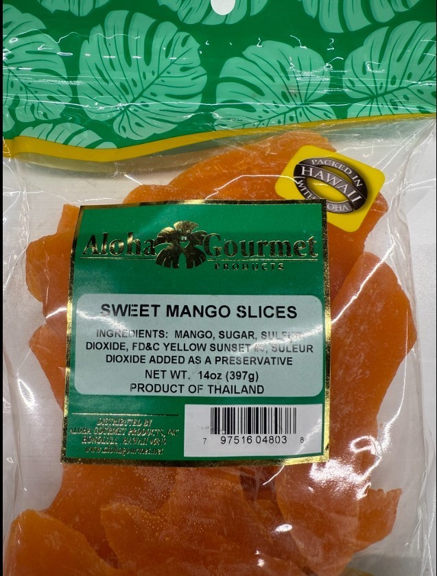 ALOHA GOURMET Dried Sweet Mango Slices 14 oz. FREE SHIPPING -2 bag