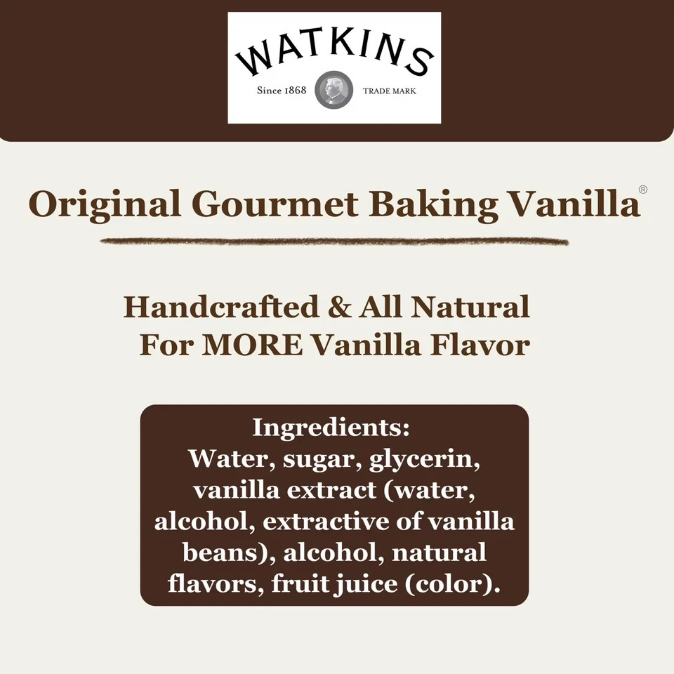 Watkins All Natural Original gourmet baking Vanilla with Pure Extract 8 fl oz..