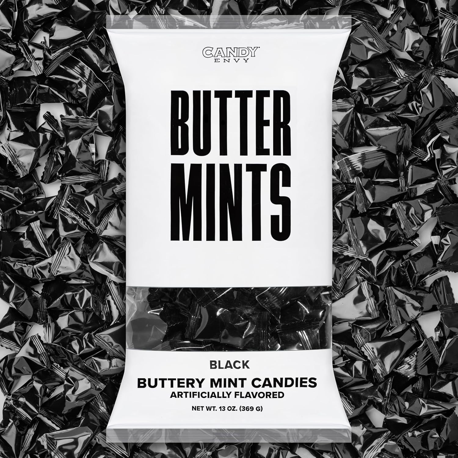 Candy Envy Black Buttermints – 13oz Bag – 100 Individually Wrapped Mint Candies