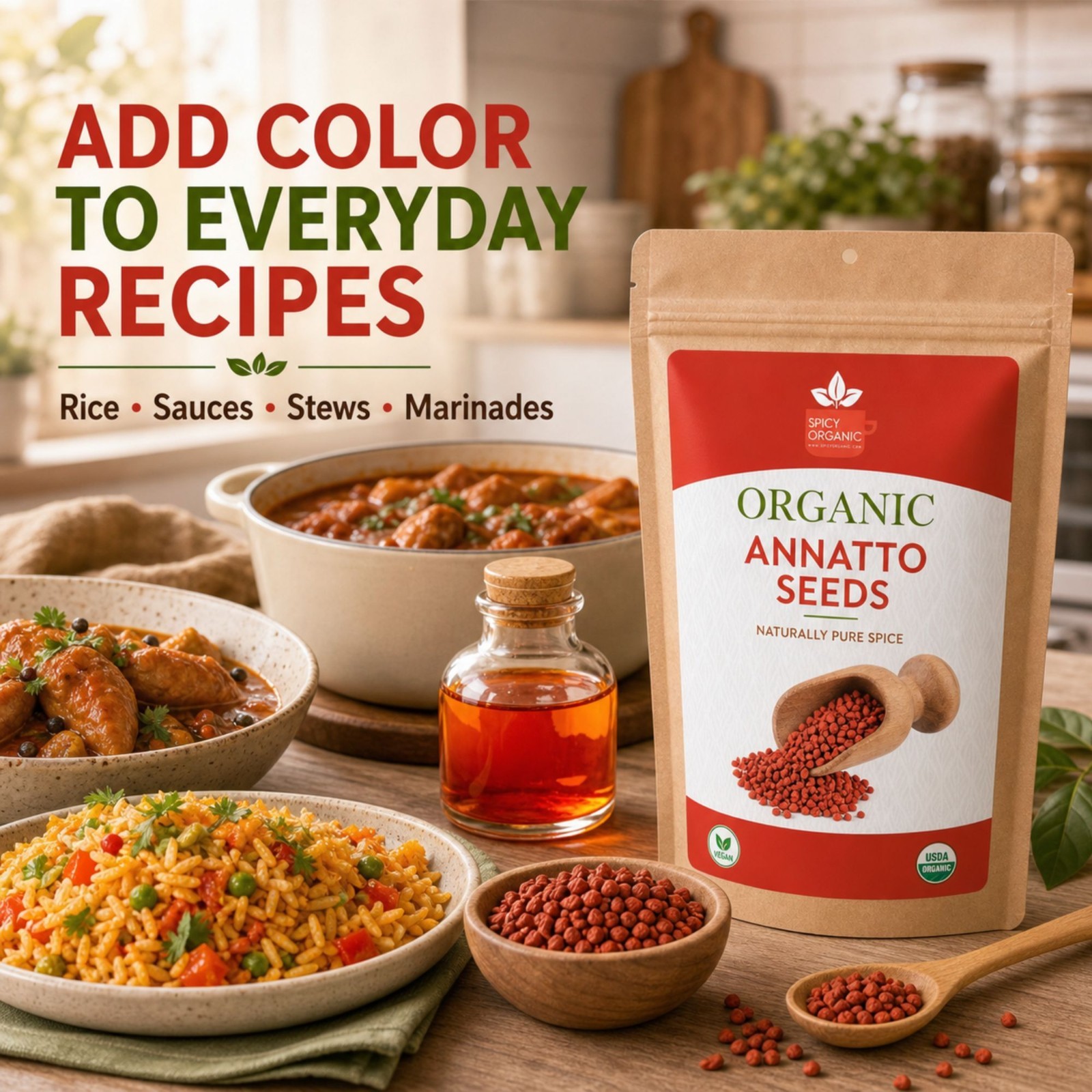 Spicy Organic Annatto Seeds 4 oz | USDA Organic