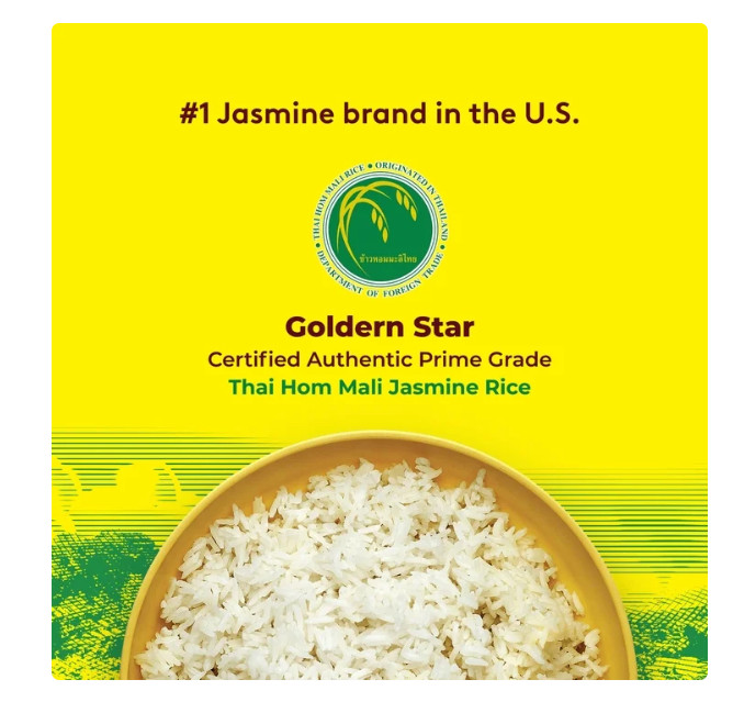 Golden Star Thai Hom Mali Jasmine Rice, 20 lbs