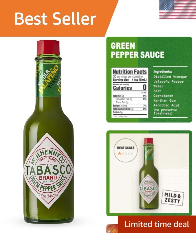 5 oz Tabasco Jalapeño Green Sauce – Add Flavor with Organic, Gluten-Free Touch