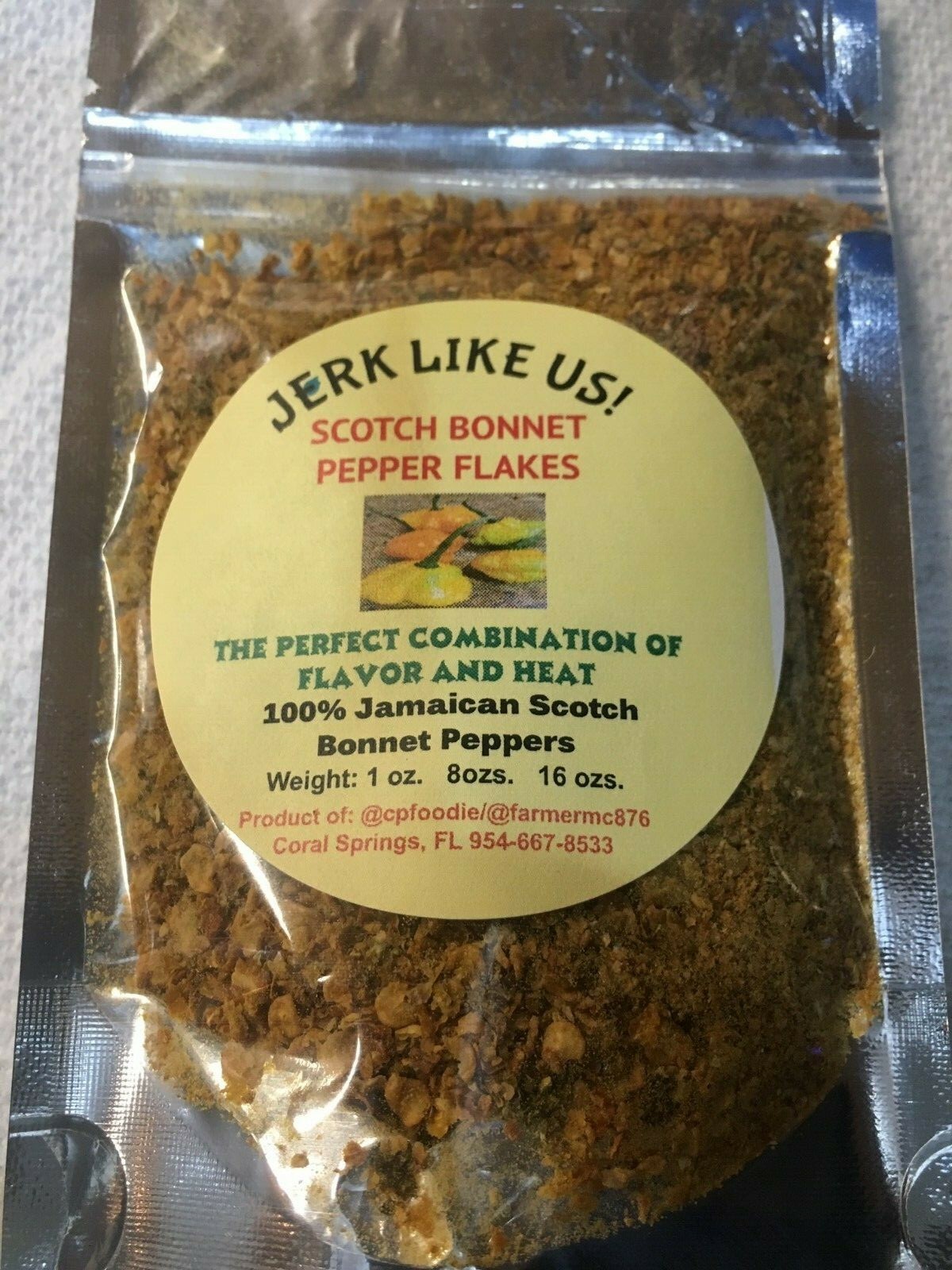 100% Pure Jamaican Scotch Bonnet Pepper Flakes 1 oz packet or 2 oz bottle sealed