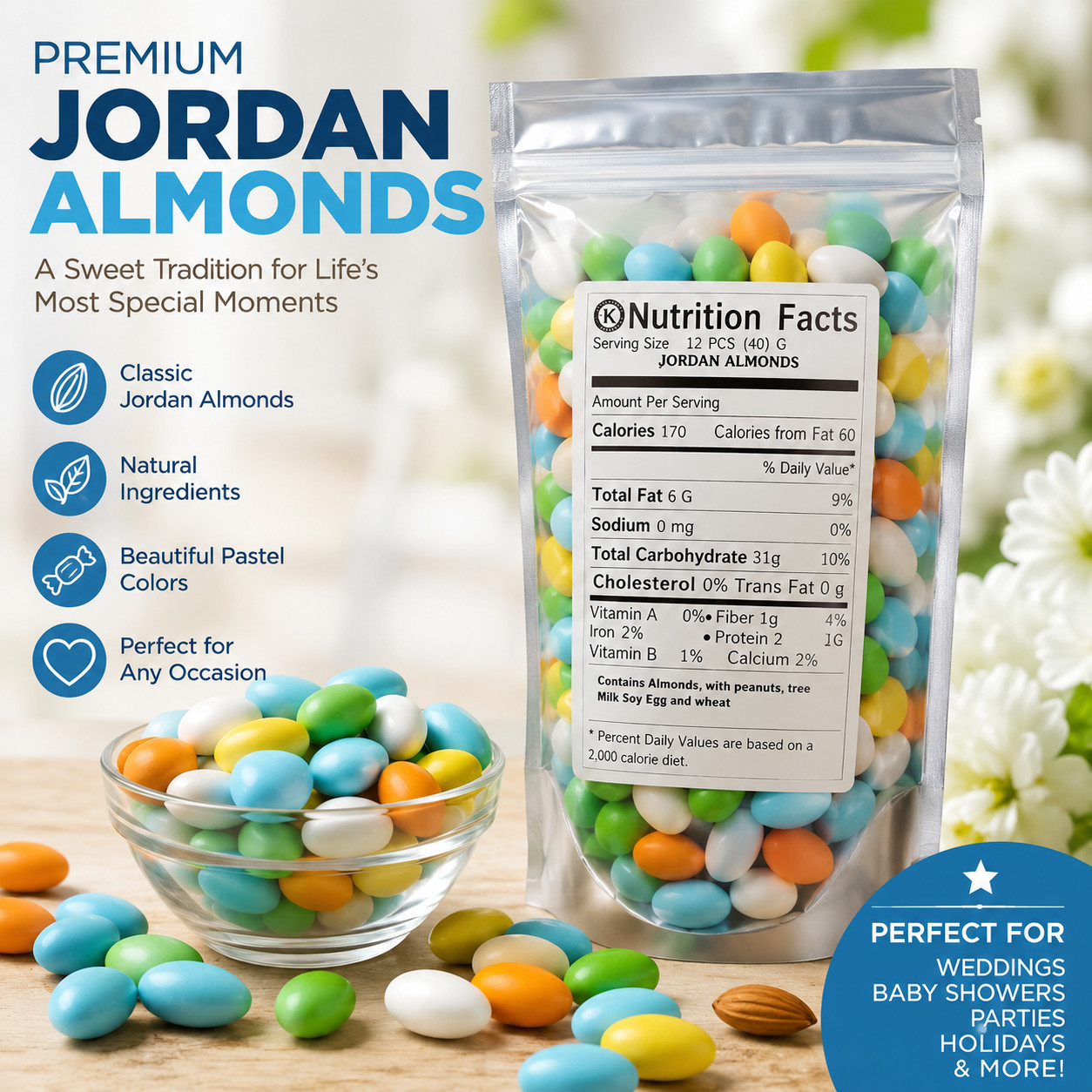 Jordan Almonds assorted quality bulk pastel candy Almendras con dulce
