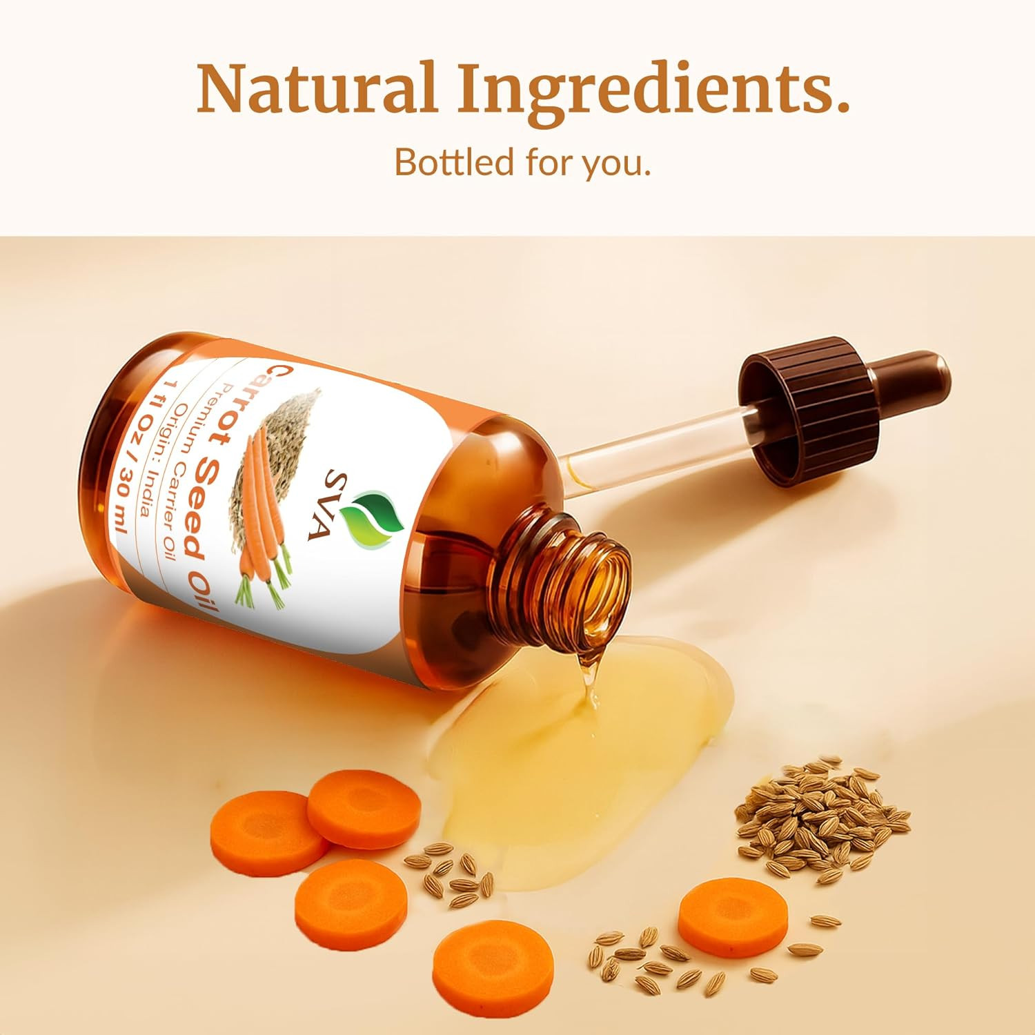 SVA Carrot Seed Oil – 1 Fl Oz – 100% Natural Cold Pressed Carrot Oil – for Face,