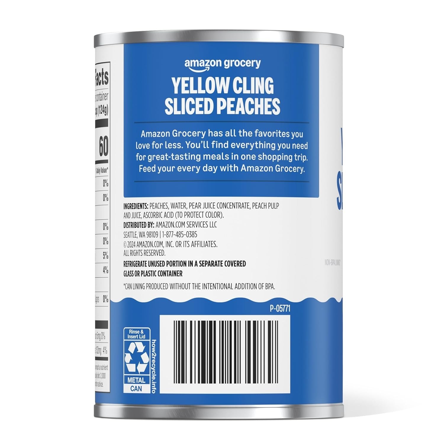 Amazon Grocery, Yellow Cling Sliced Peaches, 15 Oz
