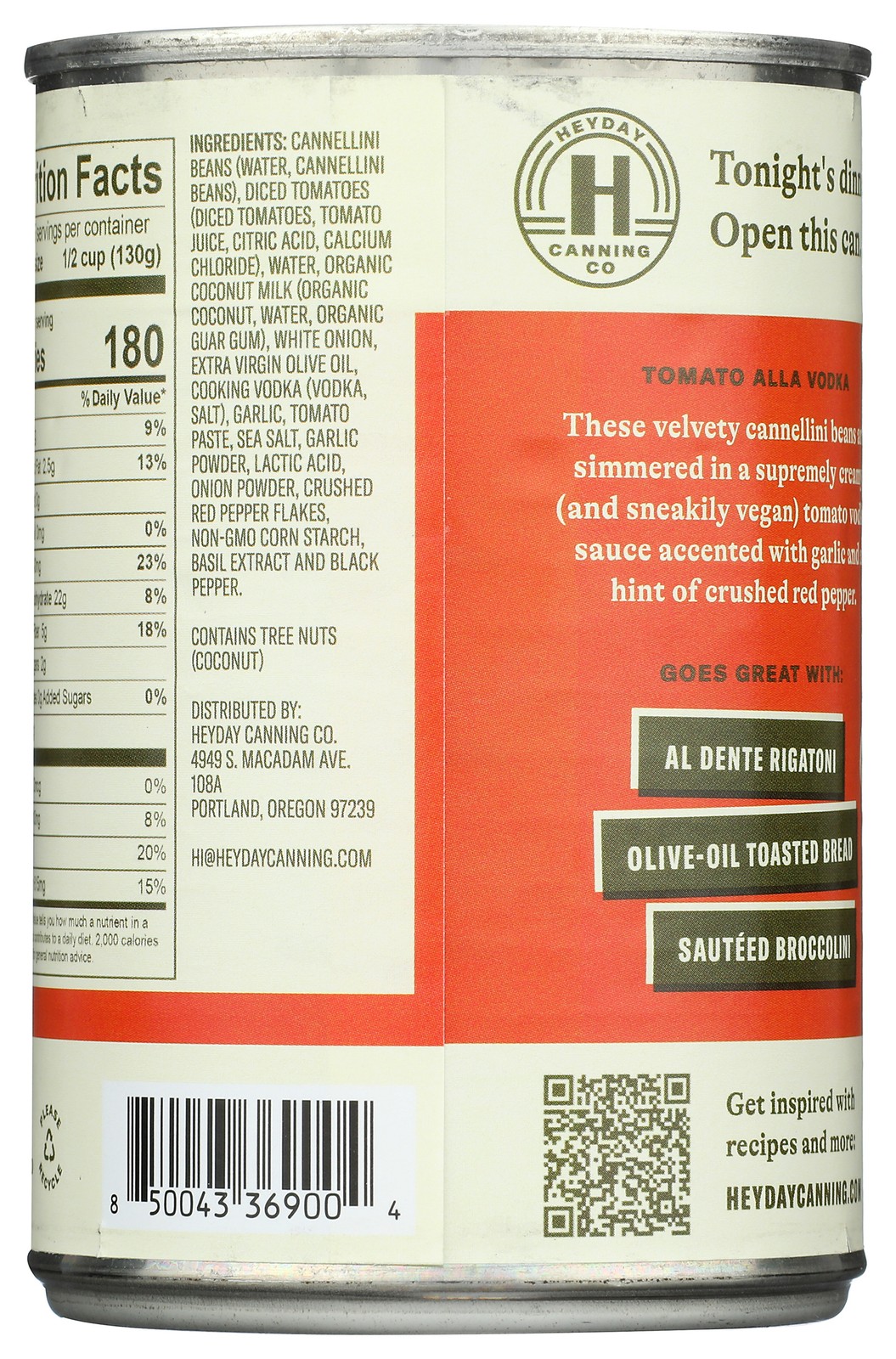 Heyday Canning Co Tomato Alla Vodka Cannellini Beans Can 15 Ounce Oz 12 Pack