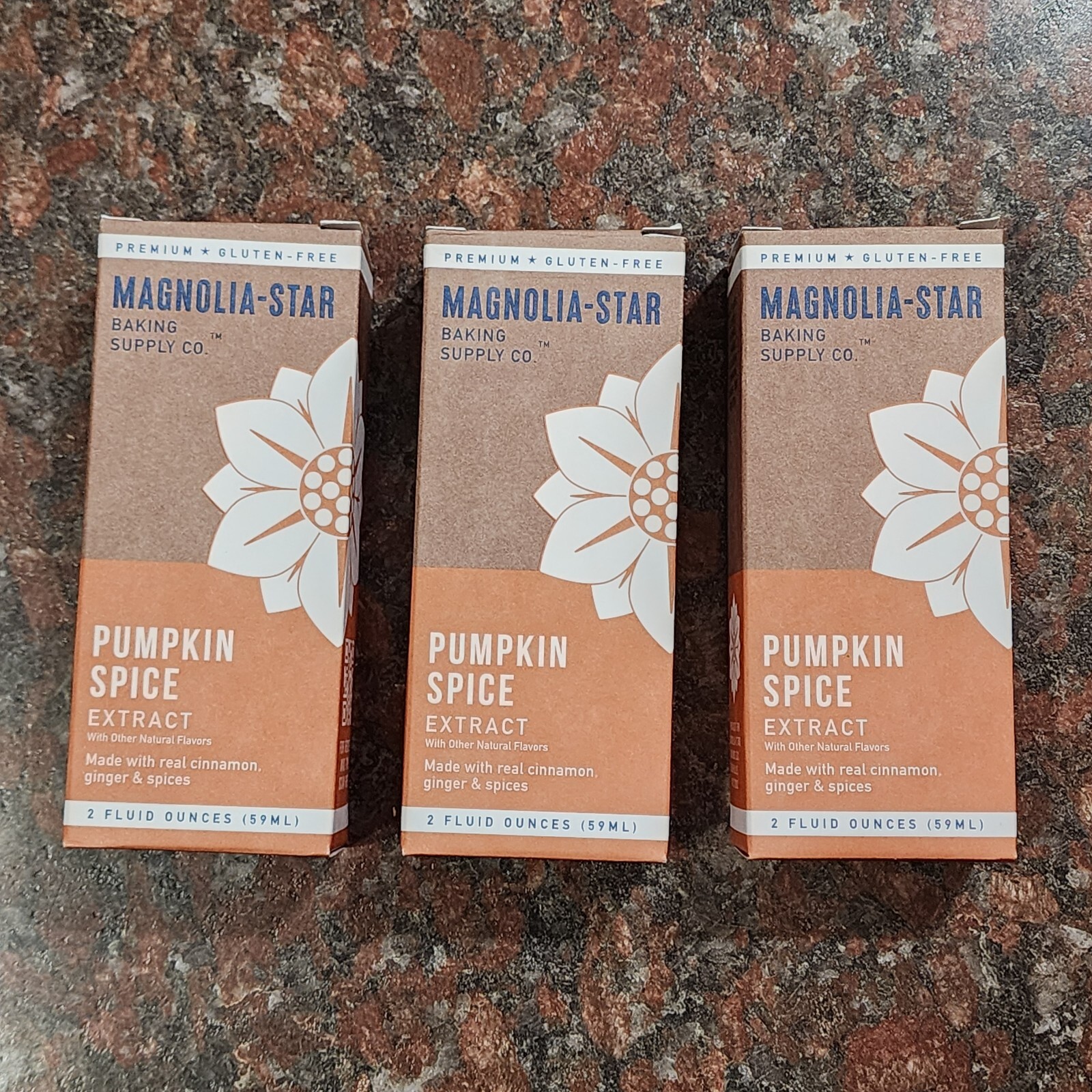 3 – 2 Fl Oz Bottles Pumpkin Spice Extract MAGNOLIA STAR Gluten Sugar Free NEW