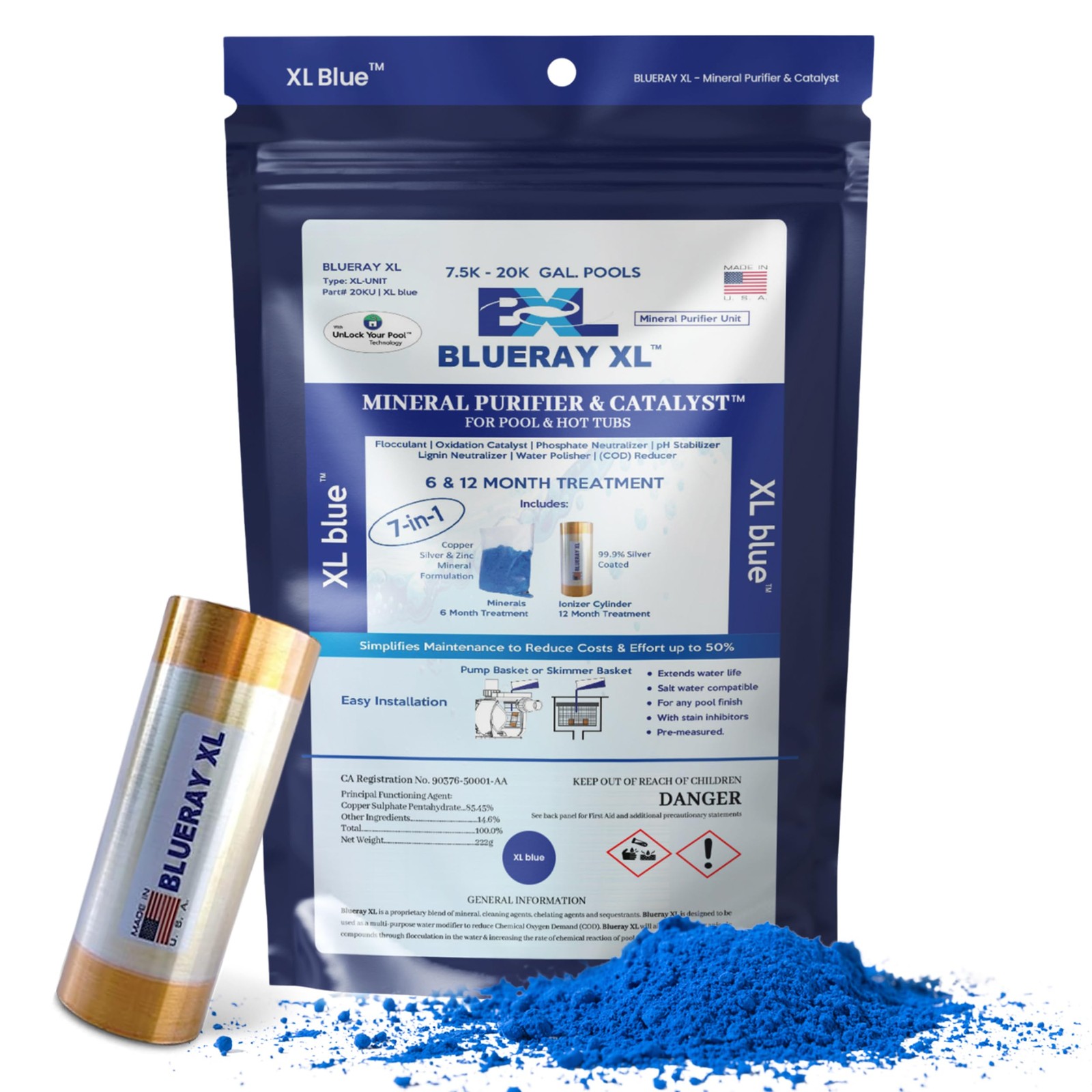 Xl Blue Mineral Purifier & Catalyst For Pools And Hot Tubs Unit For 7.5k20k Gal.