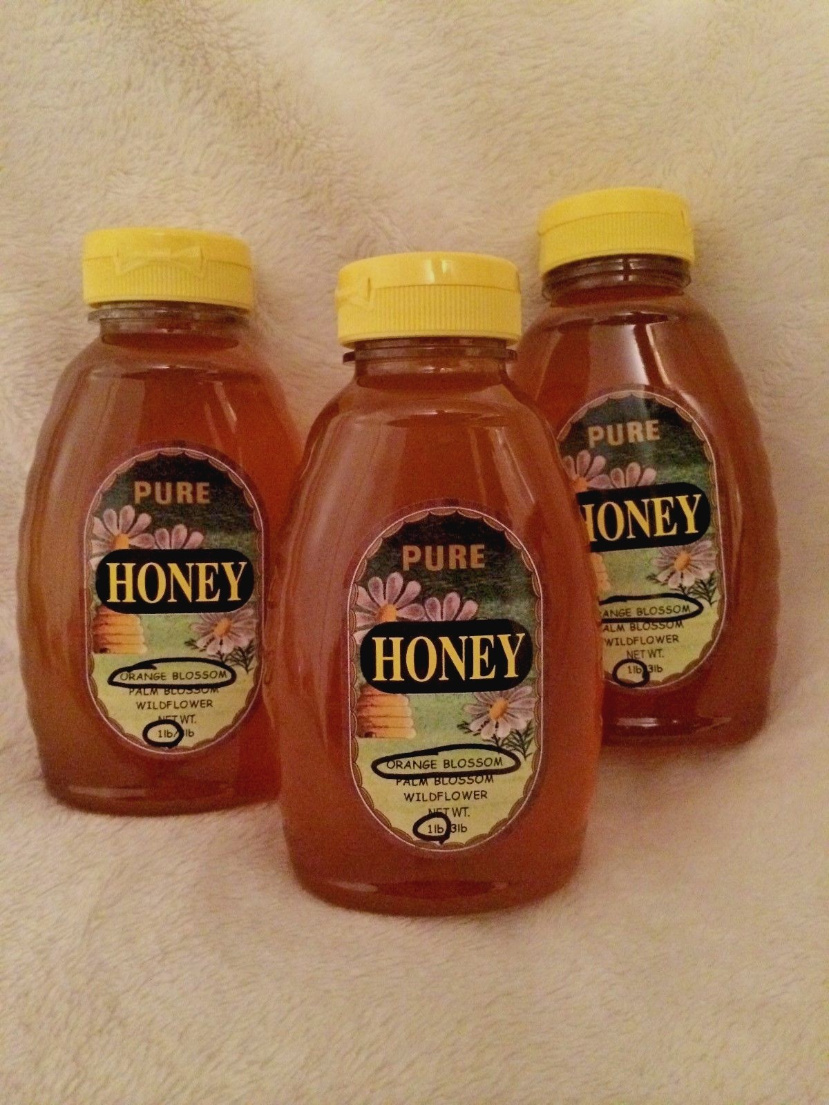 3-1 lb jars RAW Orange Blossom Honey Natural RICH FLAVOR citrus