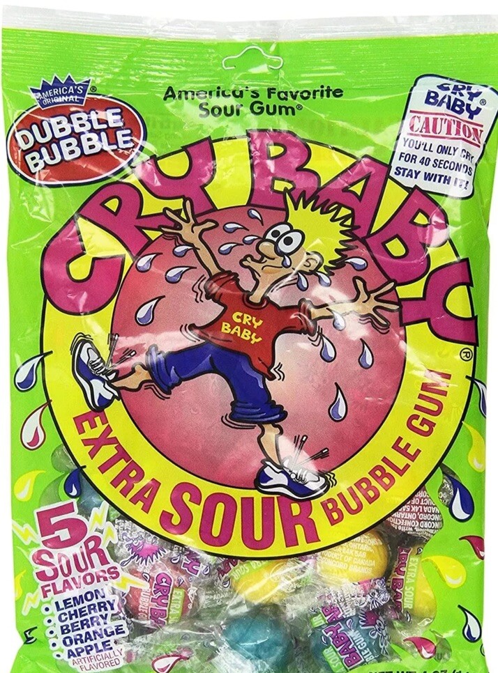 3-Pack -Dubble Bubble CRY BABY Extra Sour Bubble Gum (BB: 08/2026)