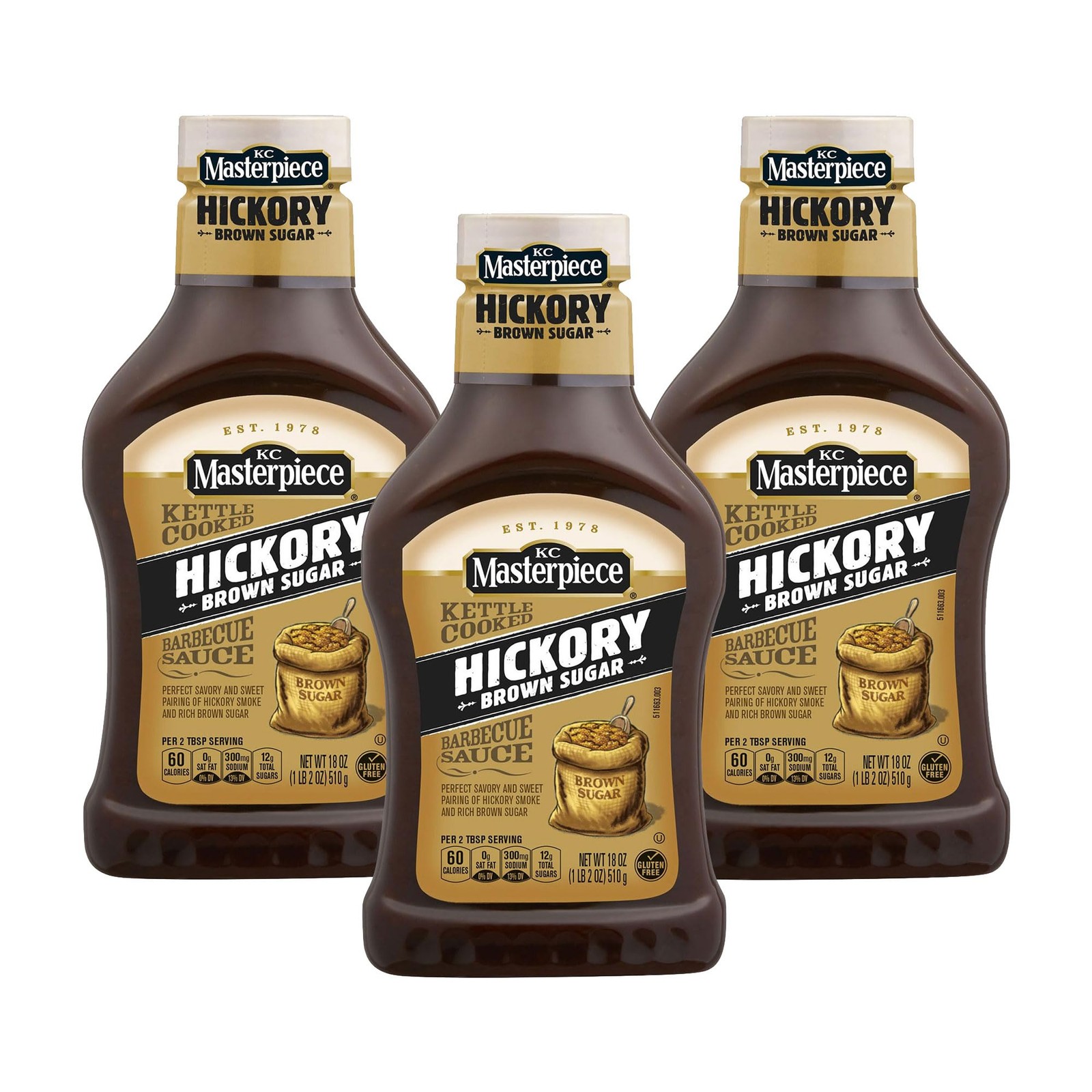 Hickory Brown Sugar Barbecue Sauce, 18oz Bottle (Pack of 3)