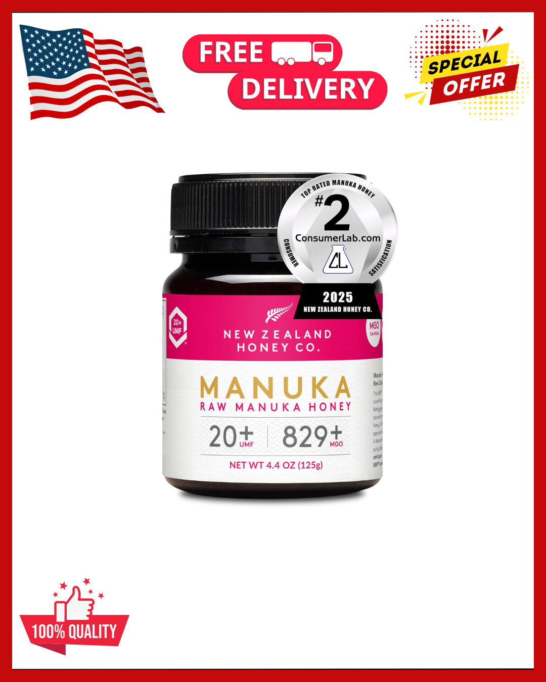 New Zealand Honey Co. Raw Manuka Honey UMF 20+ / MGO 829+ | UMF Certified | 4…