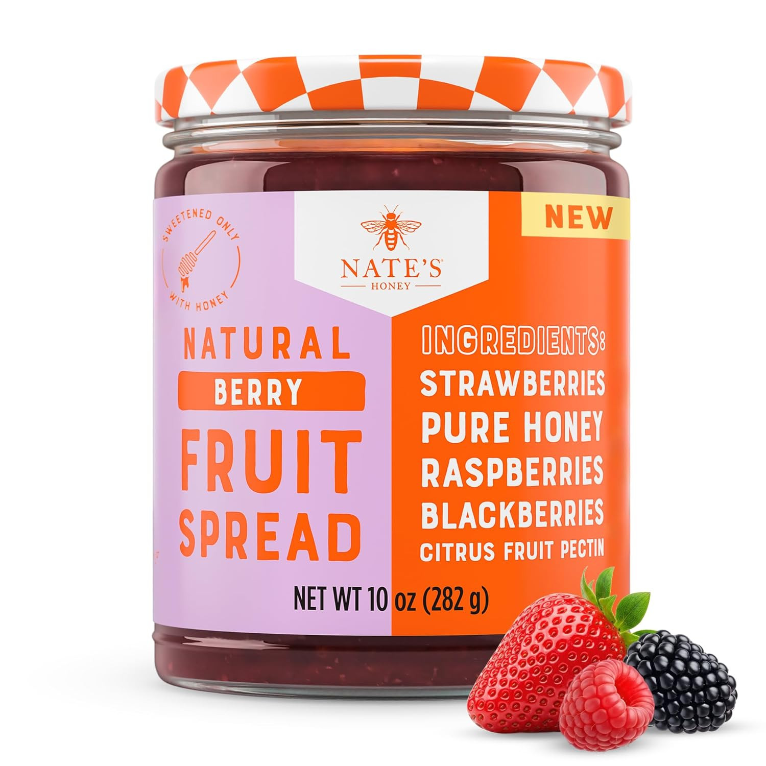 Nate’s Berry Honey Fruit Spread 10oz Real Fruit Gluten Free Honey Sweetened