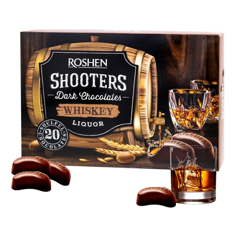 Roshen Shooters Chocolate Candy with Whiskey Liqueur Boxed Sweets 150g / 5.3oz
