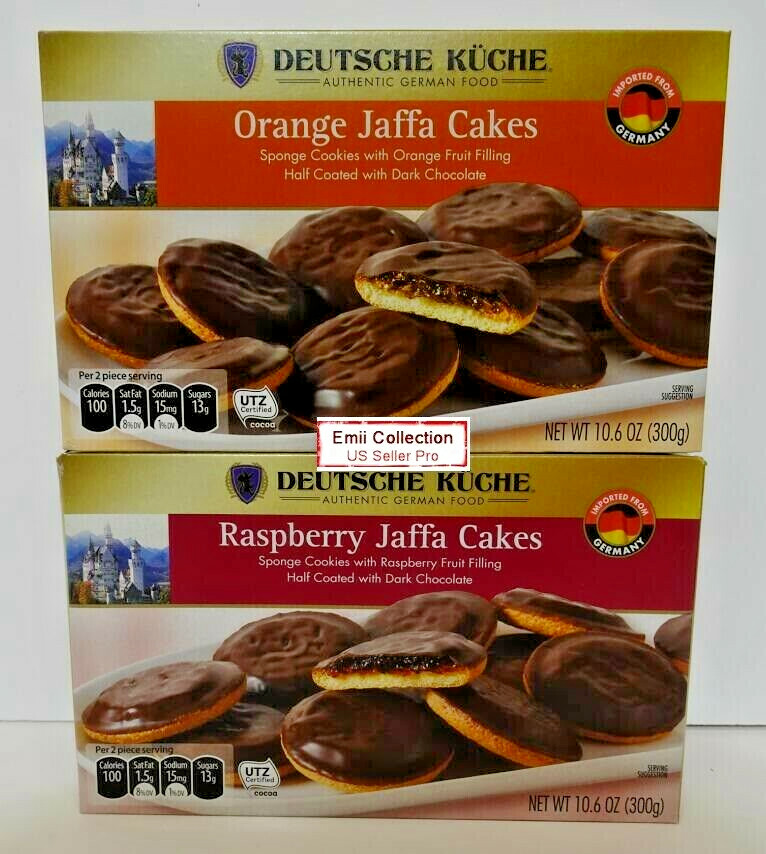 Deutsche Kuche German Orange and Strawberry Jaffa Cakes (2 Boxes)