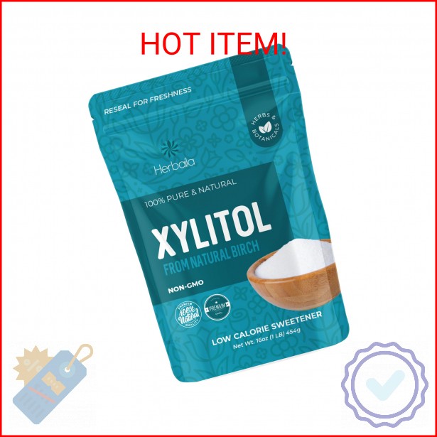 Herbaila Xylitol Sweetener 1lb. Pure Granulated Sugar Substitute Bulk, All Natur