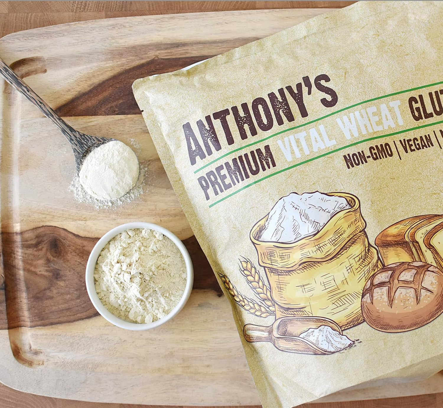 Anthony’s Vital Wheat Gluten 4 lb | 77% Protein | Vegan | Non-GMO | Resealable