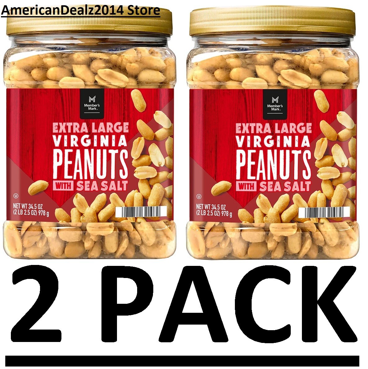 2 PACK – Member’s Mark Extra Large Virginia Peanuts 34.5 oz. (Total 69 oz.)