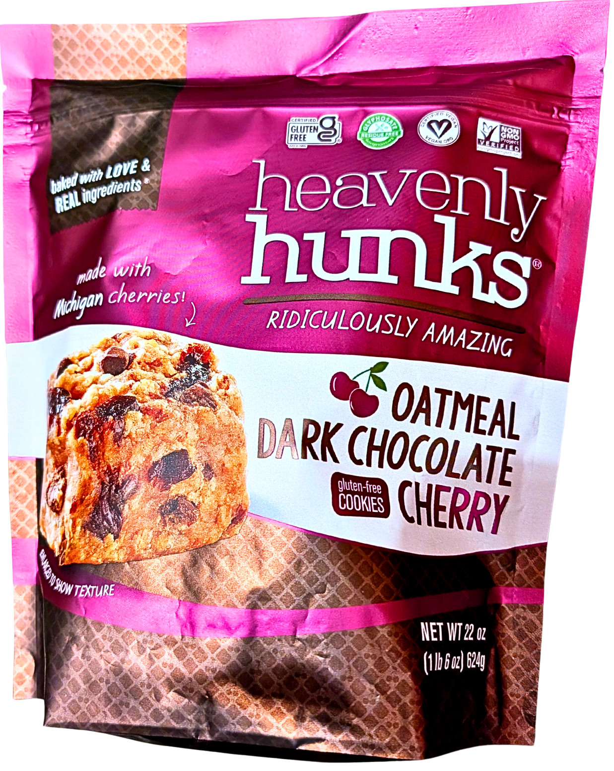 Heavenly Hunks Oatmeal Dark Chocolate Michigan Cherry Cookies 22 Oz EXP 05/2027
