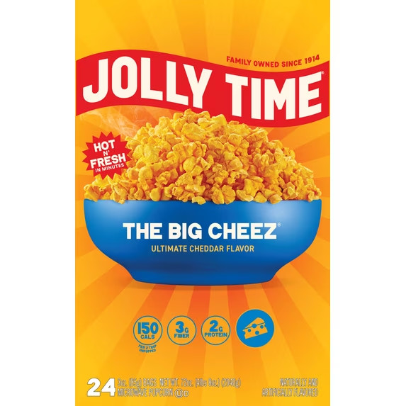 JOLLY TIME The Big Cheez Gourmet Cheddar Chees Microwave Popcorn 24 Bags, 3.5 oz
