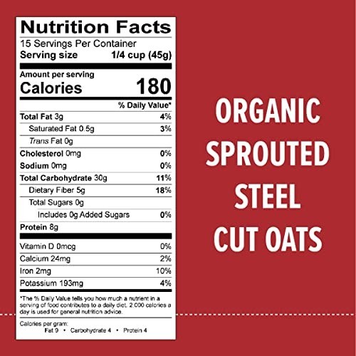 One Degree Sprouted Steel Cut Oats 24oz 4-Pack Organic GF Vegan