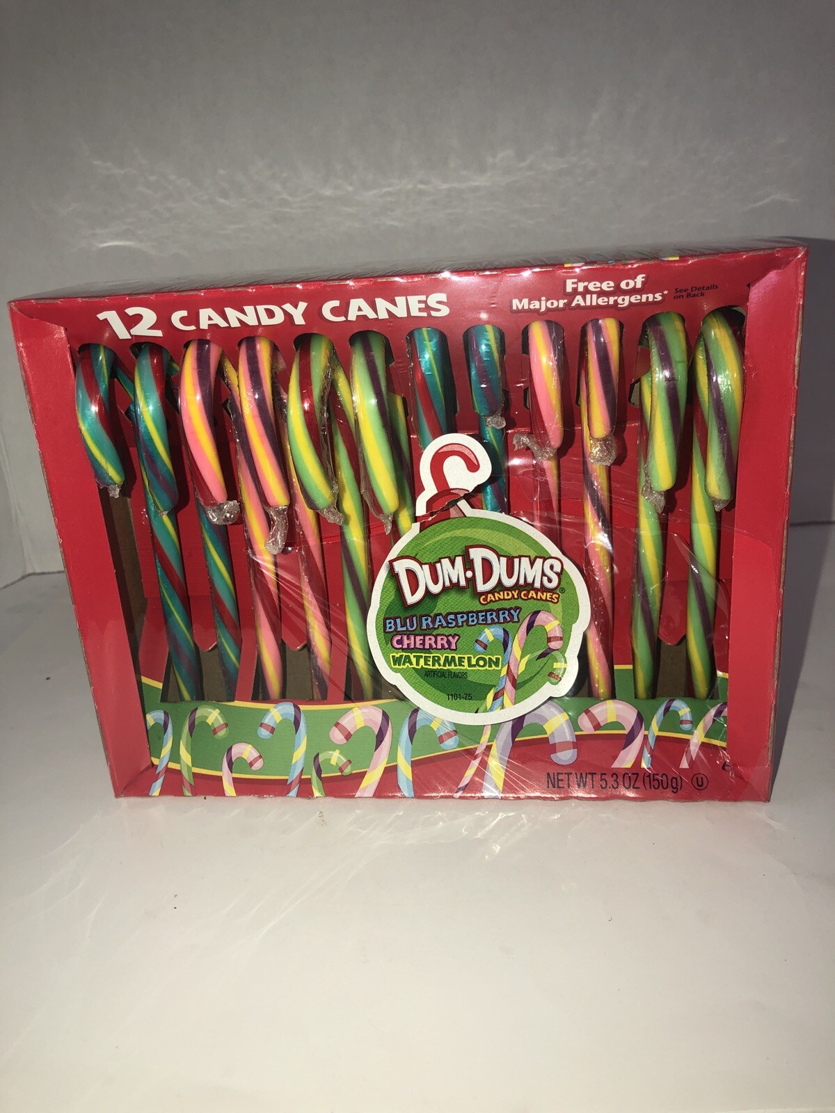 NEW Dum Dum Candy Canes Blue Raspberry Cherry Watermelon. With Tear SHIPS N 24