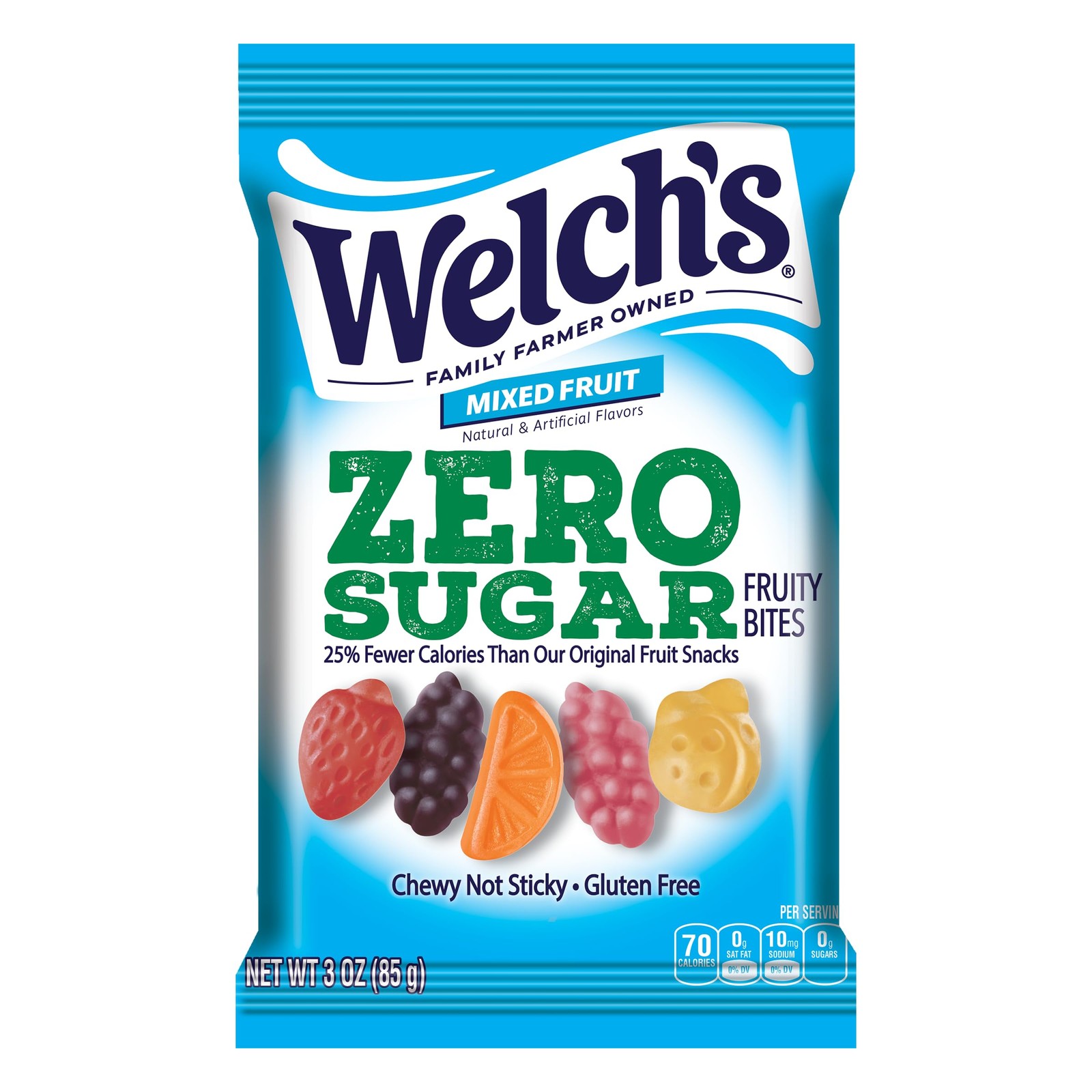 Welch’s Zero Sugar Fruity Bites, Mixed Fruit Snack Pack, 3 Ounce (Pack of 1)