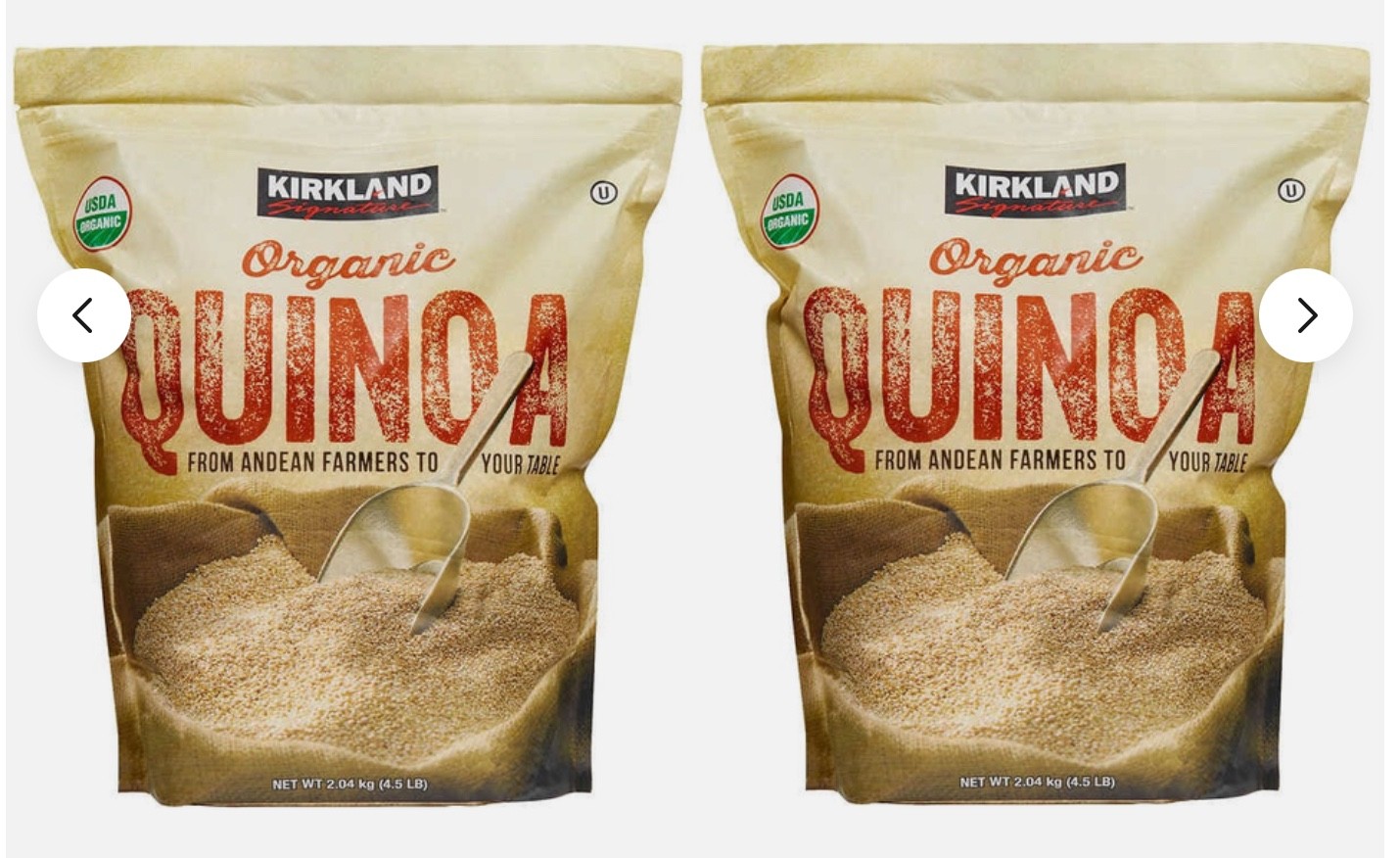 2 Packs Kirkland Signature Organic Quinoa 4.5 LB Each Total 9 LB, EXP 09/2028