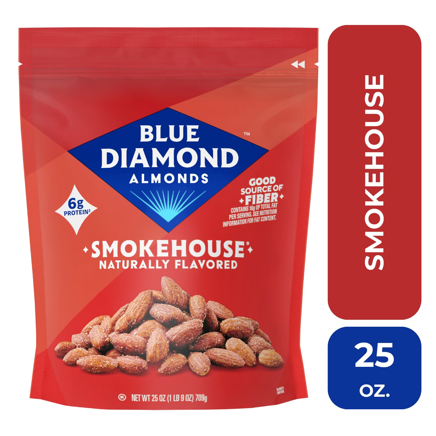 Blue Diamond Almonds Gluten Free Smokehouse Flavored Snack Nuts, 25 Oz (2 Pack)