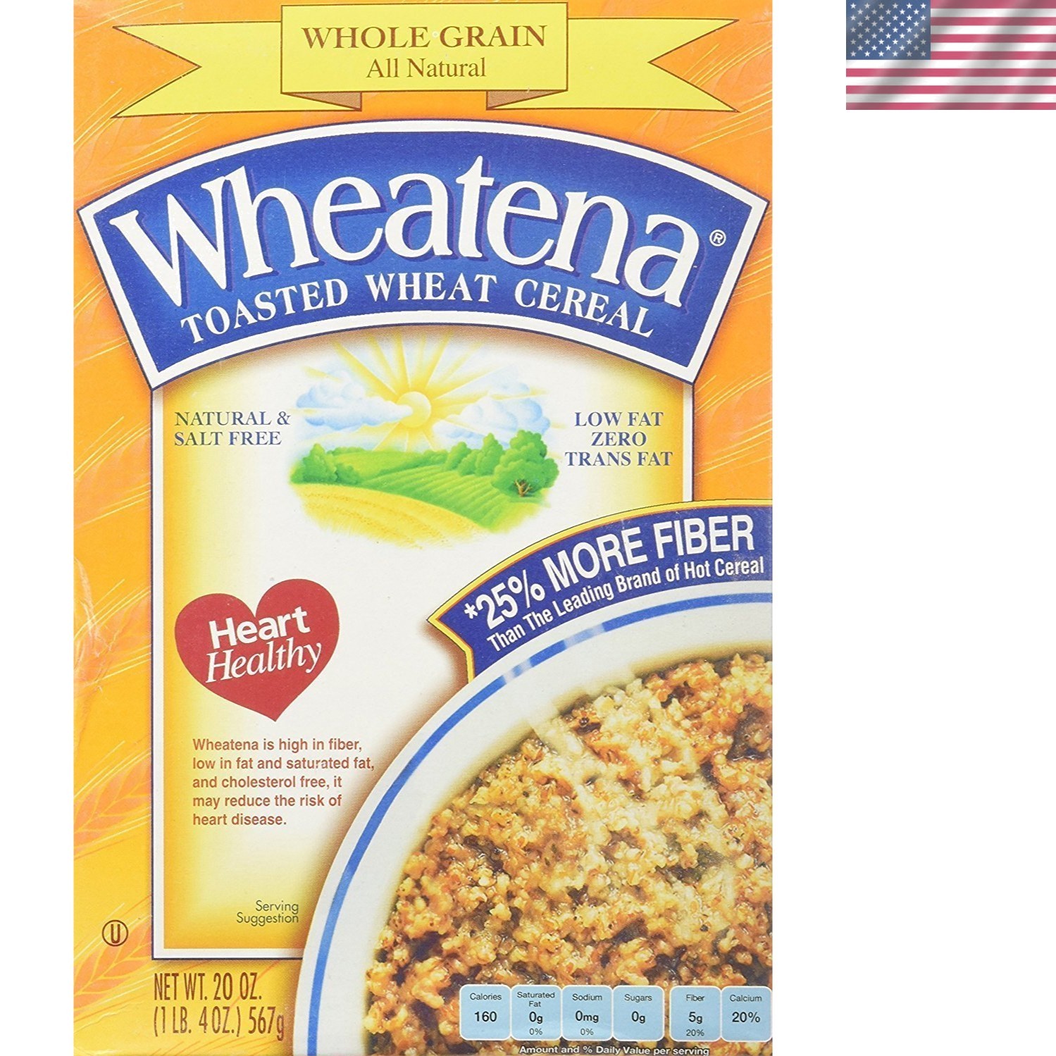 Toasted Wheat Cereal – 2 Pack of 20oz Boxes, 25% More Fiber for Healthy Living