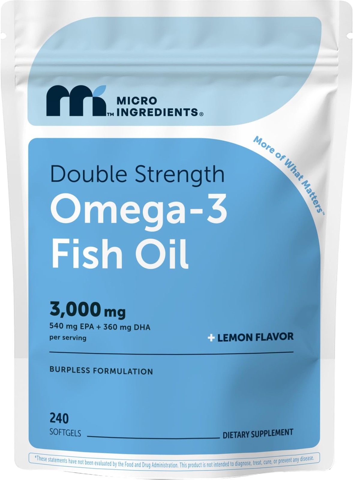 Micro Ingredients Omega 3 Fish Oil Supplements 3,000mg 240 Count (Pack of 1)
