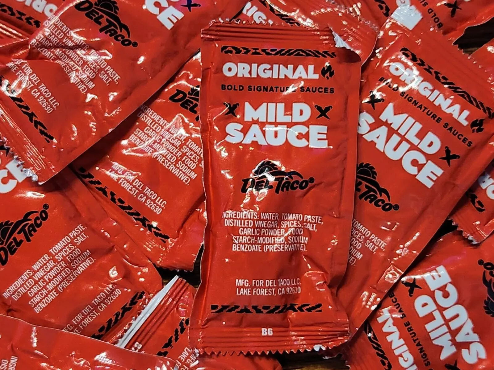 Del Taco Salsa Mild Sauce Del Inferno Red Lot of 50 Packs Packets Condiments
