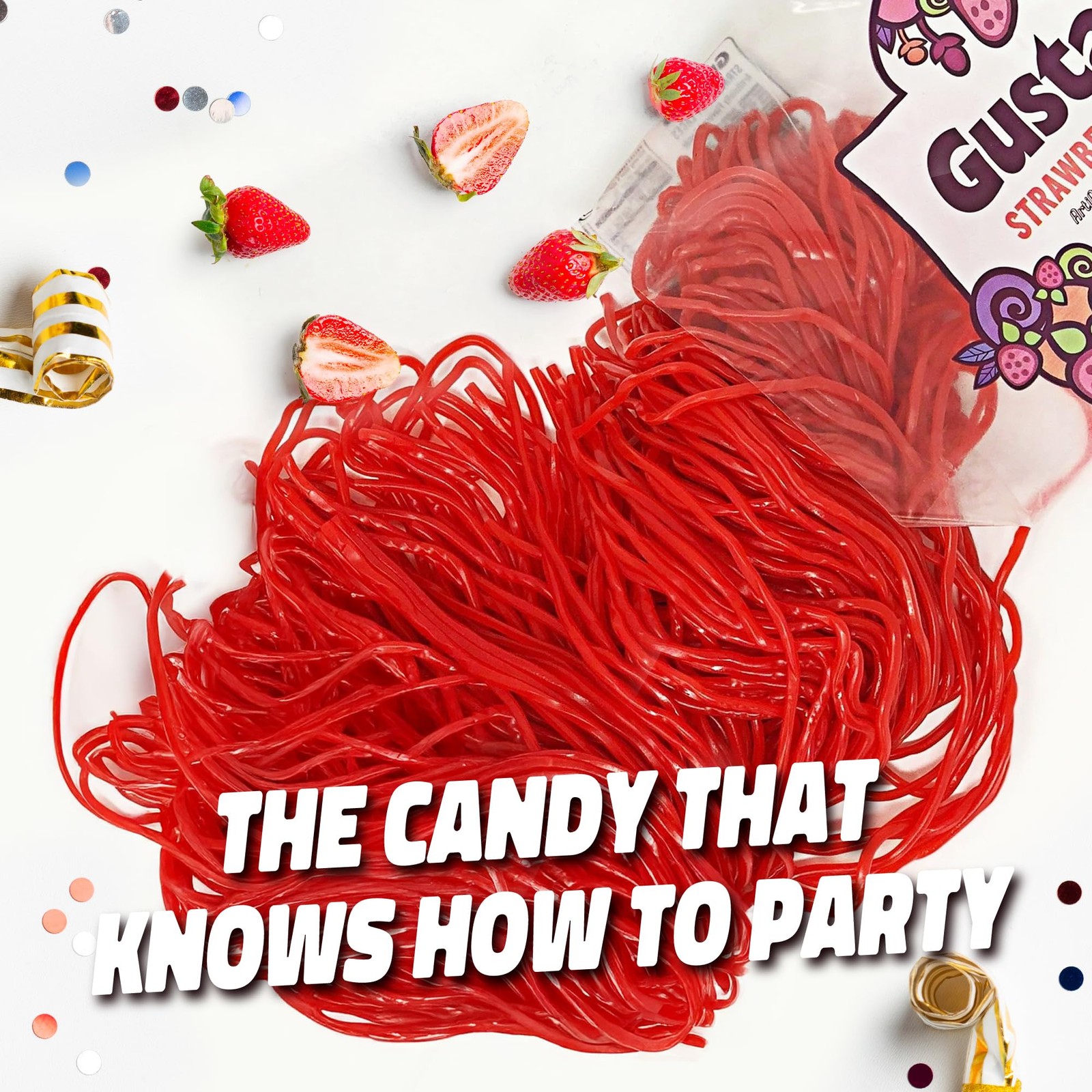 Strawberry Laces 2 lbs Pack of 3 Candy Sweet Treats Bulk