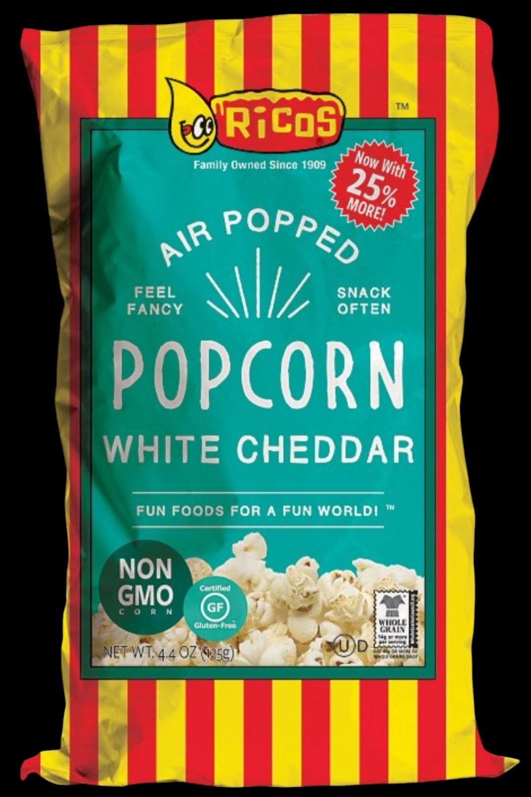 Ricos Air Popped White Cheddar Popcorn 4.4 oz Bag