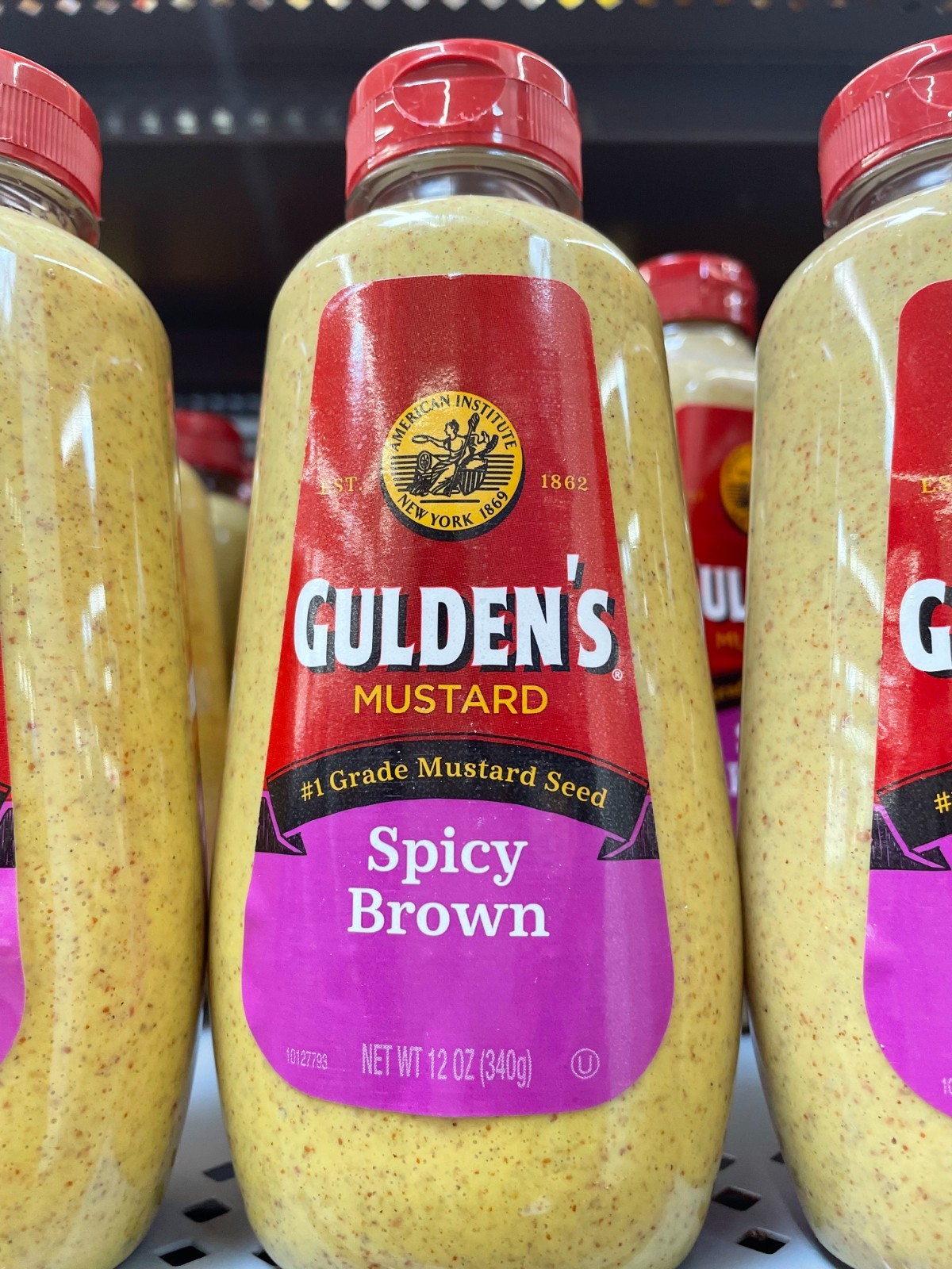 4 Pack Gulden’s Spicy Brown Mustard Size 12 oz Squeeze Bottles Bold Flavor