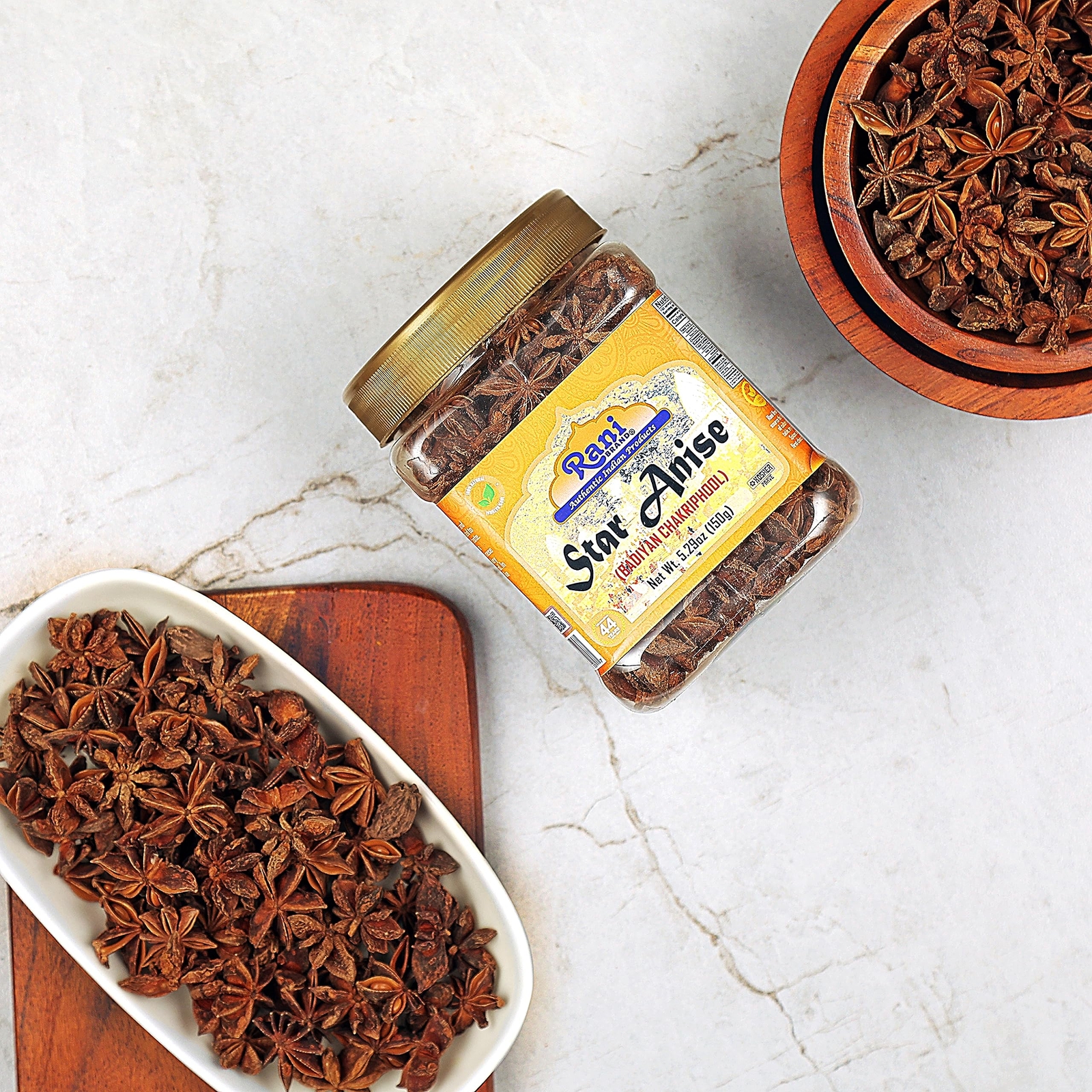 Rani Star Anise Seeds, Whole Pods (Badian Khatai) Spice 5.29oz (150g) PET Jar