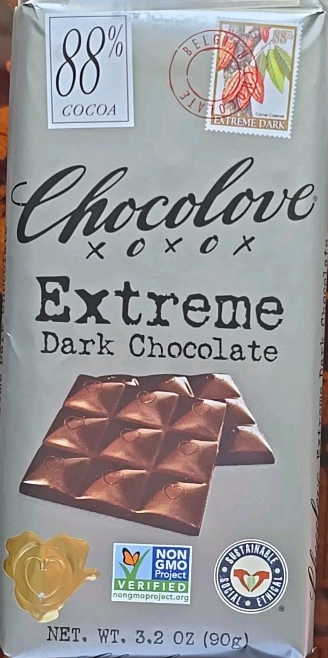 Chocolove 88% Extreme Dark Chocolate Bar 3.2 oz (Pack of 12)