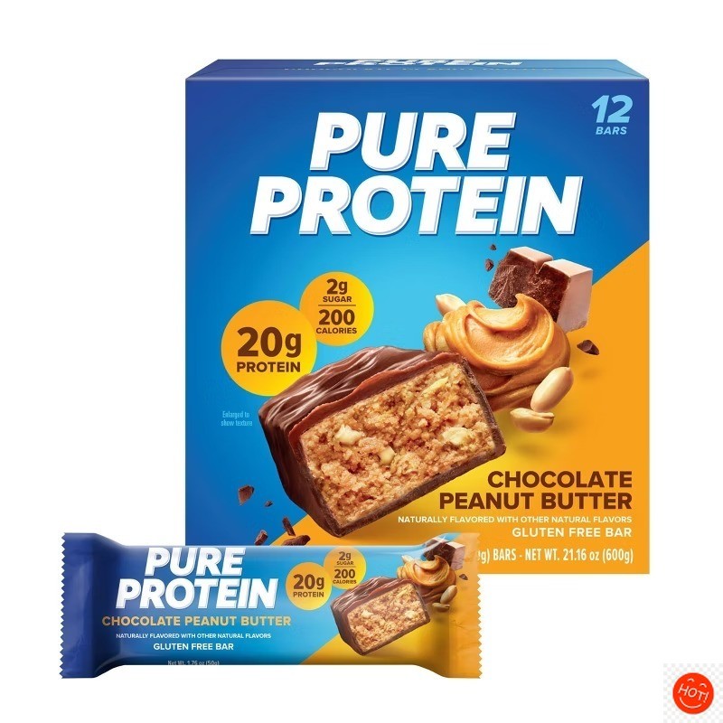Pure Protein Choc PB Bar 20g Protein 12ct Gluten-Free Chewy