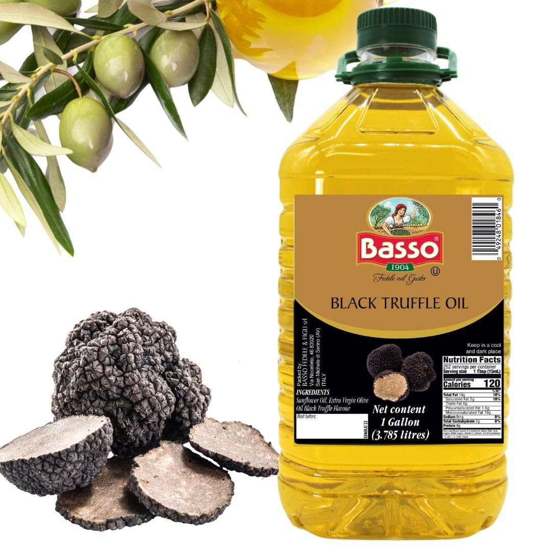 BASSO 1904 Black Truffle Infused Oil – Bulk 1 Gallon 3.785L – Italian Extra V…