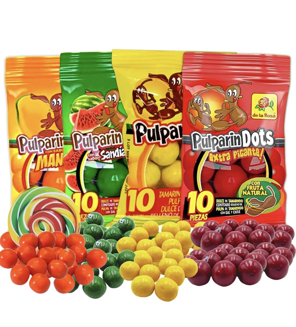 Pulparindo 40 Pcs Mexican Candy Colorful Bite Size Hard Shell w/ Tamarind