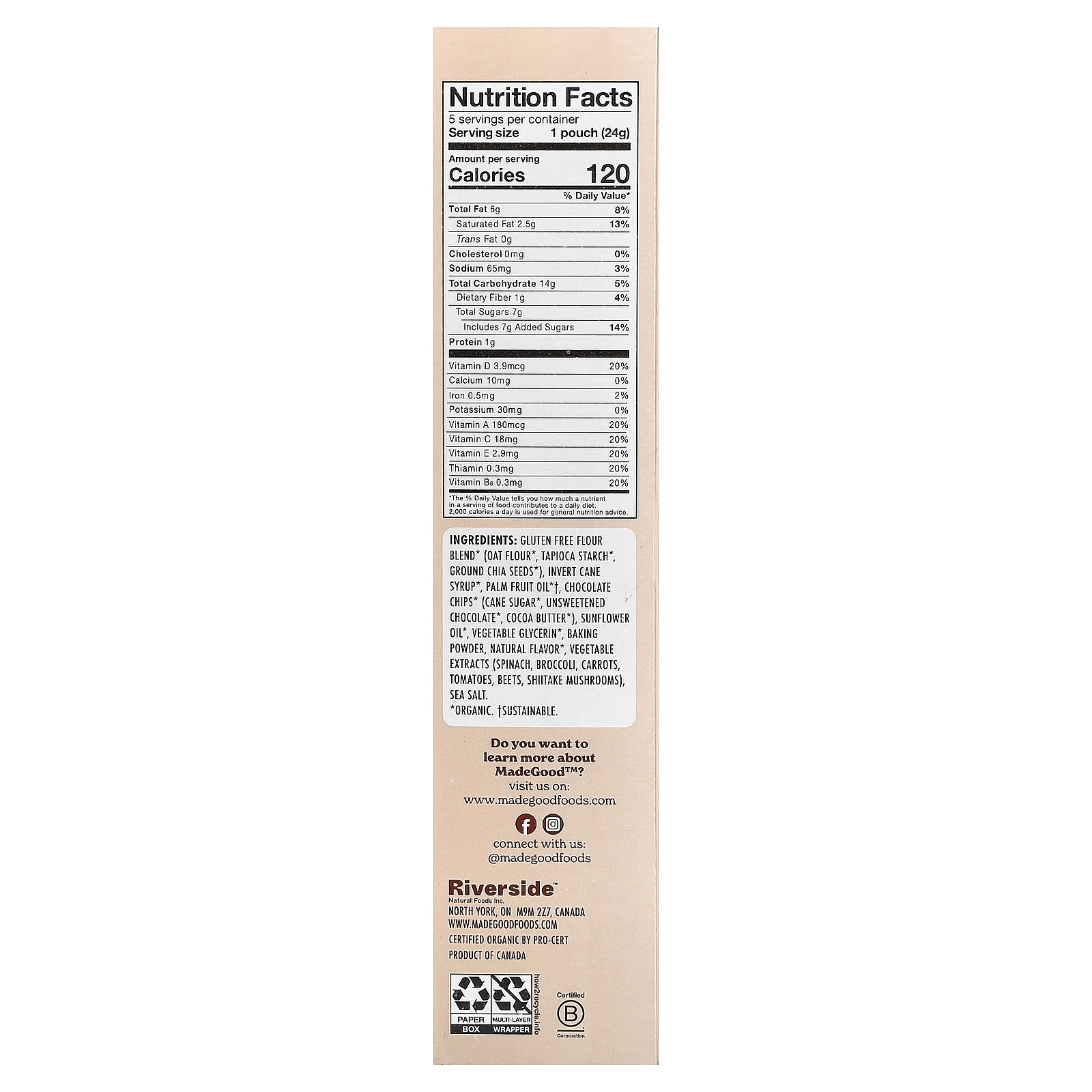 Soft Baked Mini Cookies, Chocolate Chip, 5 Packs, 0.85 oz (24 g) Each
