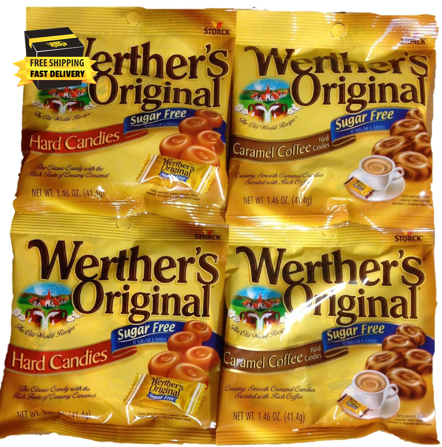 Original Sugar-Free Candies Bundle – 4 Items: Hard Candies and Caramel Coffee Ha