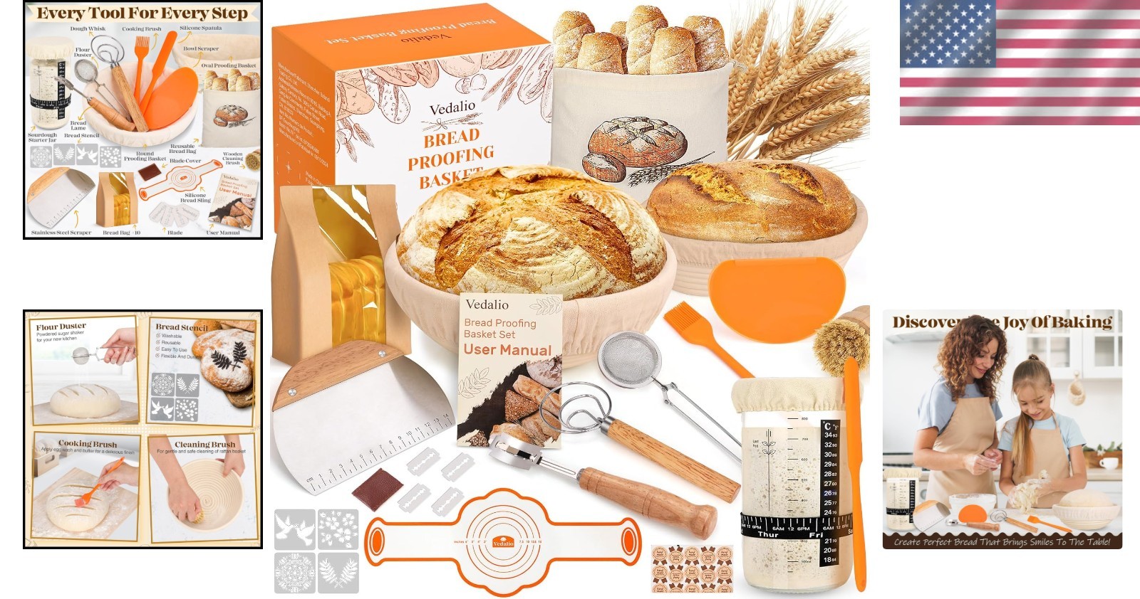 Complete Sourdough Baking Kit with Round & Oval Proofing Baskets for Perfection