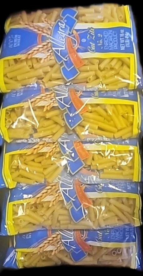 6-1 LB BAGS ALLEGRA CUT ZITI #2 ENRICHED MACARONI 100% DURUM WHEAT FREE SHIPPING