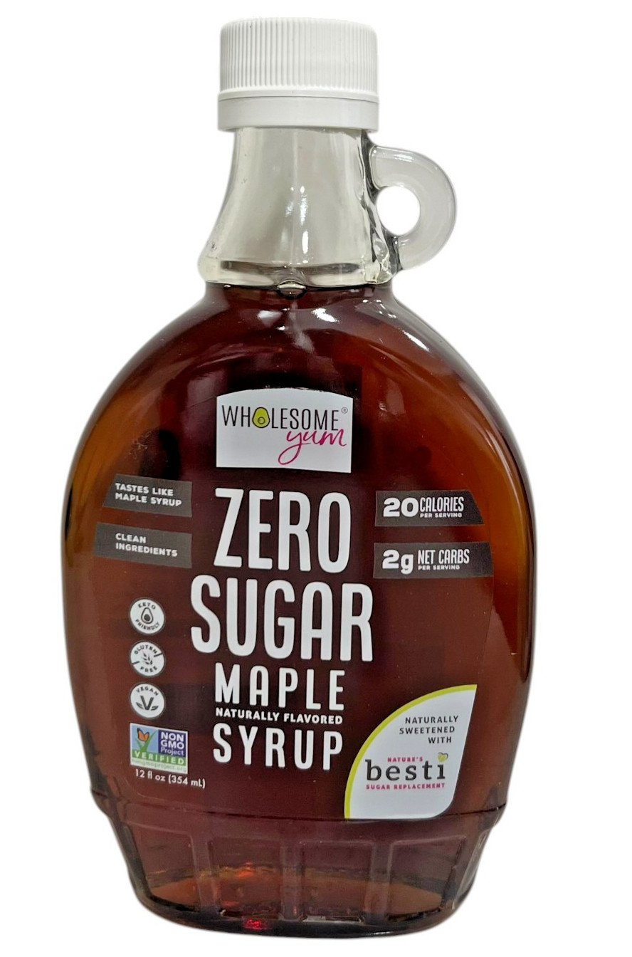 Wholesome Yum Zero Sugar Maple Syrup – 12oz Glass Bottle | Keto Low Carb
