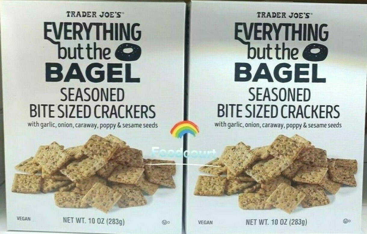 2 Packs Trader Joe’s Everything But The Bagel Bite Sized Crackers 10oz Each Pack