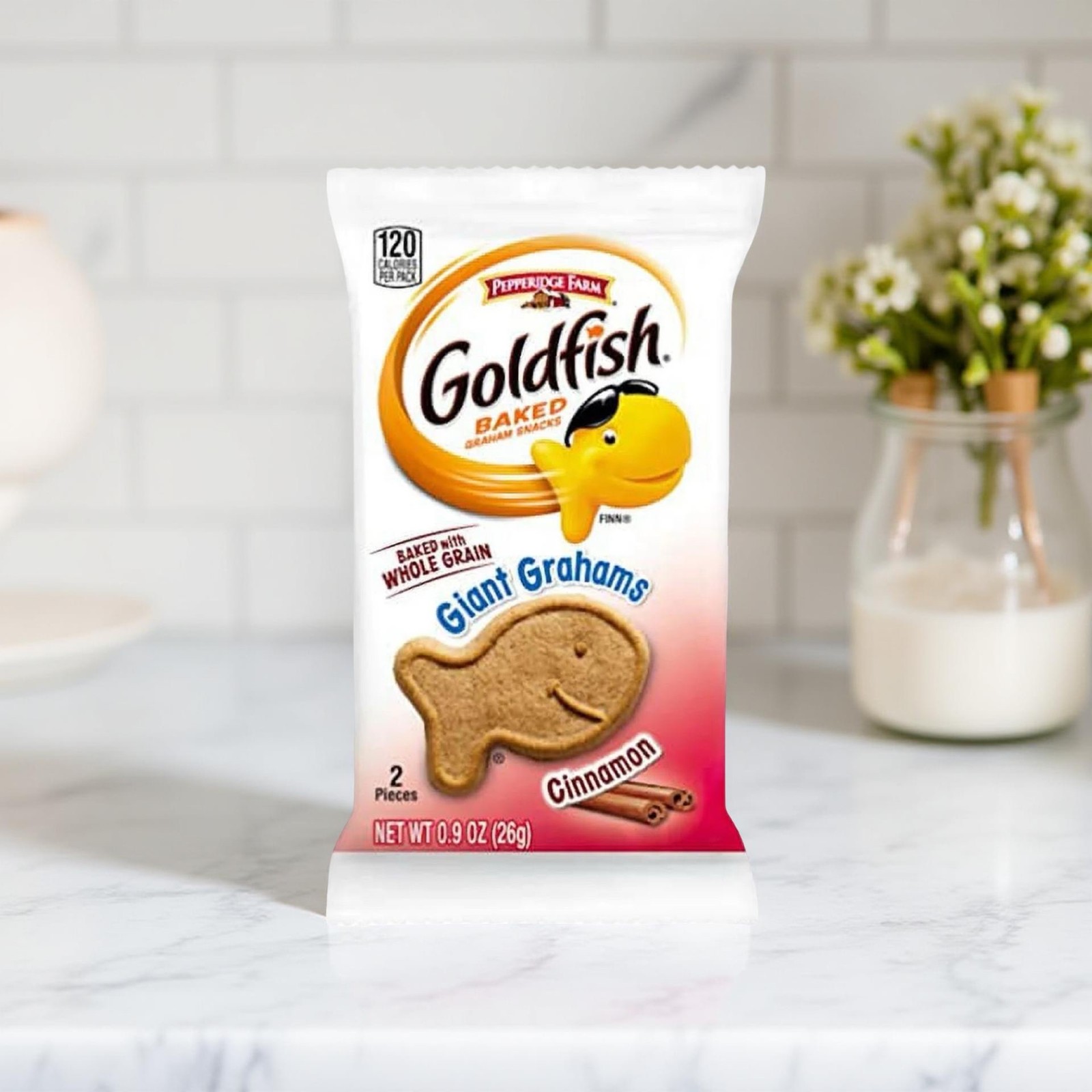 Goldfish Giant Graham Cracker Shaped Gold Fish | Individual Packs of 2 | Pack